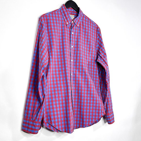 J. Crew Men's Blue Red Plaid Button Down Long Sleeve Shirt Size M - Picture 2 of 11